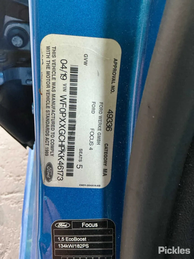 FORD AUSTRALIA FOCUS Wagon (SA) 1.5 EcoBoost 2019 blue - Glove Box - AU-219-FO-1-I-R